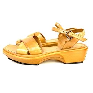 Cole Haan Studio tan leather platform sandals.